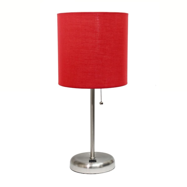 Diamond Sparkle Stick Table Lamp with USB Charging Port & Fabric Shade, Red DI2519772 - main